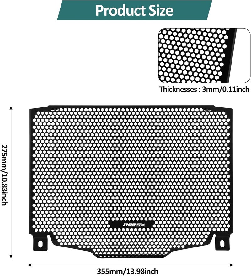XIDAODIT For NINJA 1000 1100 SX Radiator Cover Grille Guard Protection Compatible with KAWASAKI NINJA1000SX NINJA1100SX SE 2020 2021 2022 2023 2024 2025 - Image 2